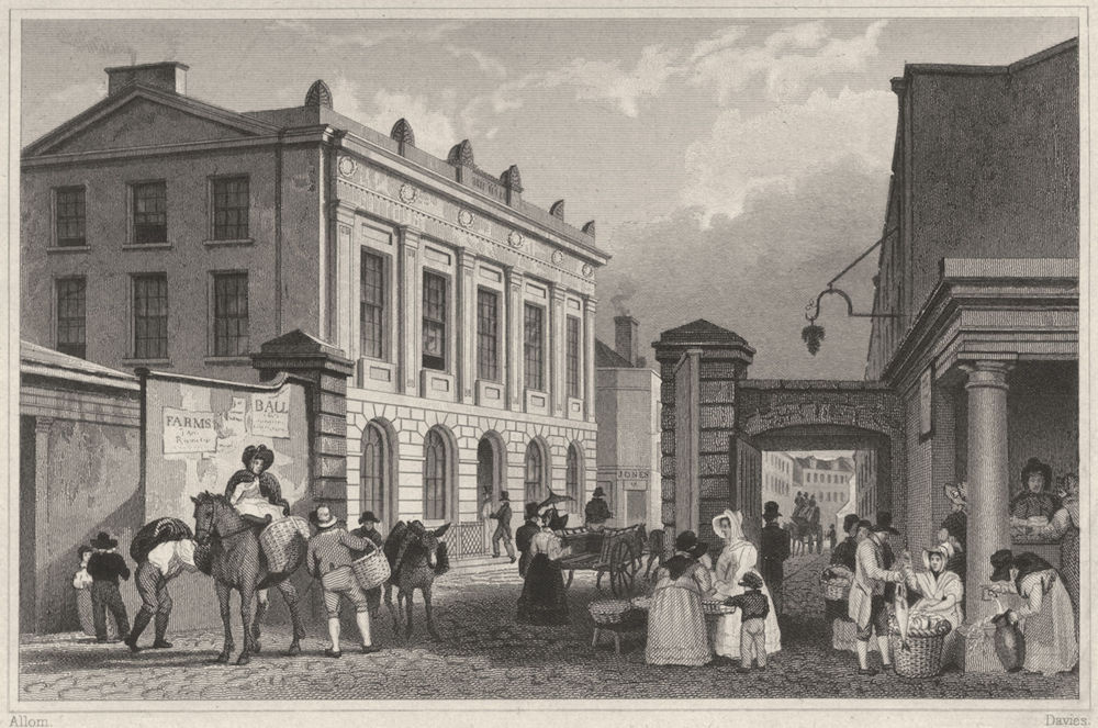DEVON. Freemason's-Hall, Plymouth 1829 old antique vintage print picture