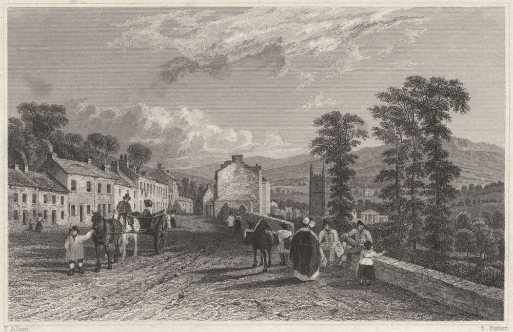 Associate Product DEVON. Tavistock, from the Launceston Road 1829 old antique print picture