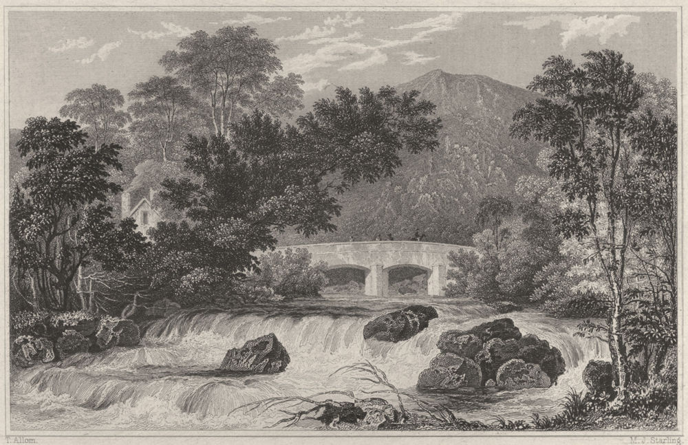 DEVON. Shaugh Bridge, Bickleigh Vale 1829 old antique vintage print picture