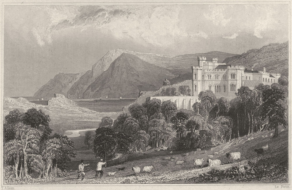 DEVON. Watermouth, near Ilfracombe (The seat of Davie Bassett Esq) 1829 print