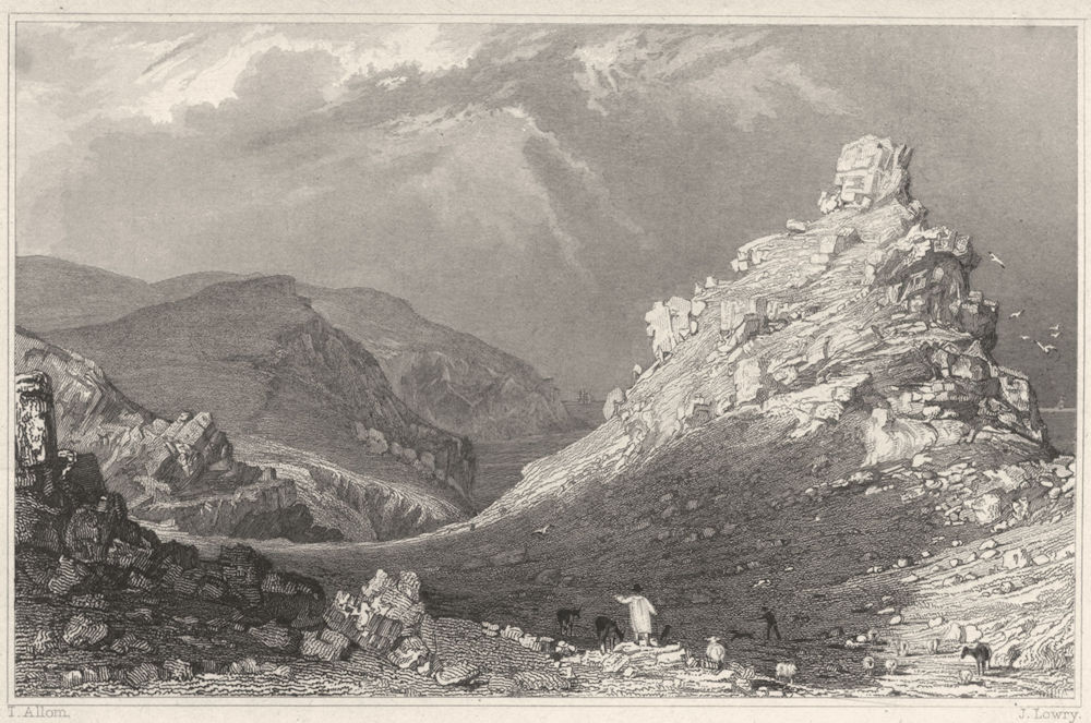 DEVON. The Valley of Rocks, near Linton 1829 old antique vintage print picture