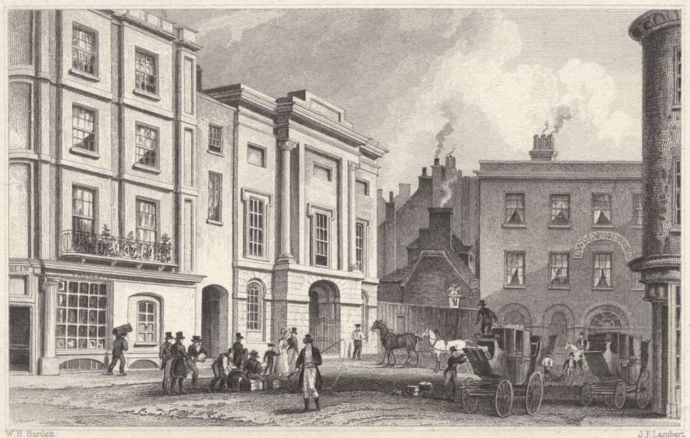 DEVON. The Subscription Rooms and New London Inn, Exeter 1829 old print