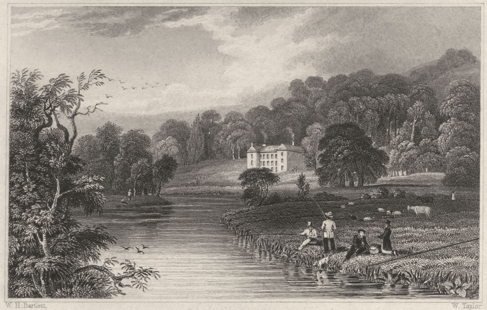 DEVON. Collipriest House, on the river Exe, near Tiverton 1829 old print