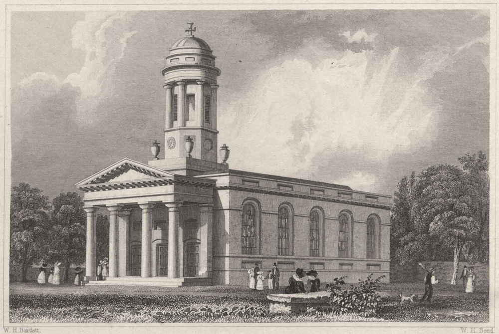 DEVON. St. David's Church, Exeter 1829 old antique vintage print picture