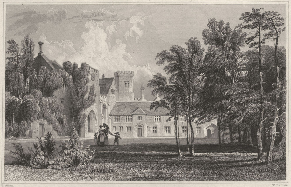 Associate Product DEVON. Dartington House (The seat of Mrs Champernoune) 1829 old antique print