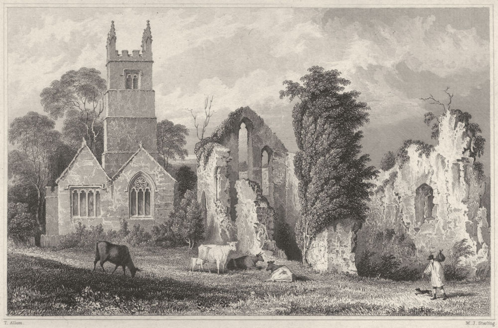 DEVON. Frithelstoke Priory 1829 old antique vintage print picture