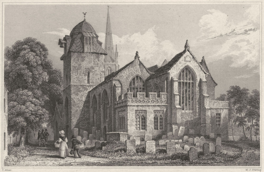 DEVON. Great Torrington Church 1829 old antique vintage print picture