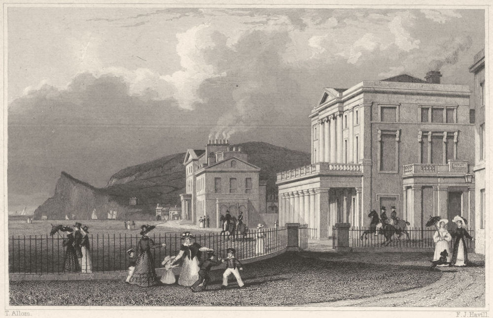 Associate Product DEVON. The Public Reading-Rooms and Cockram's Hotel, Teignmouth 1829 old print