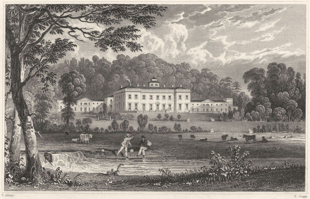 DEVON. Castle Hill, nr South Molton (Seat of Hugh, Earl Fortescue) 1829 print