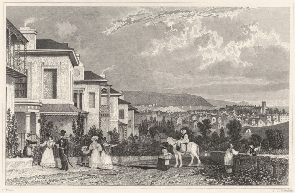 Associate Product DEVON. Albemarle Villas, Stoke - Stonehouse in the distance 1829 old print