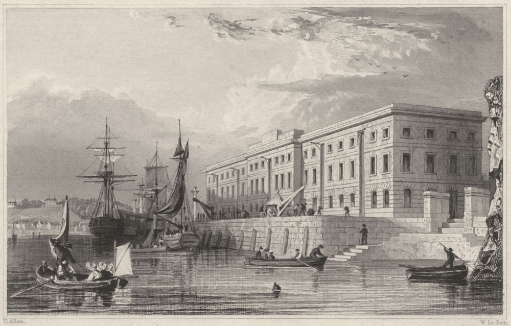 Associate Product DEVON. The New Victualling Office, Devil's Point, Plymouth 1829 old print