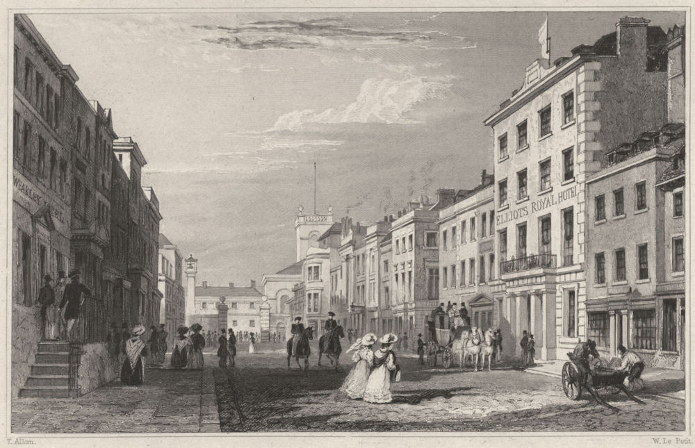DEVON. Entrance to the Dock Yard, Fore Street, Devonport 1829 old print