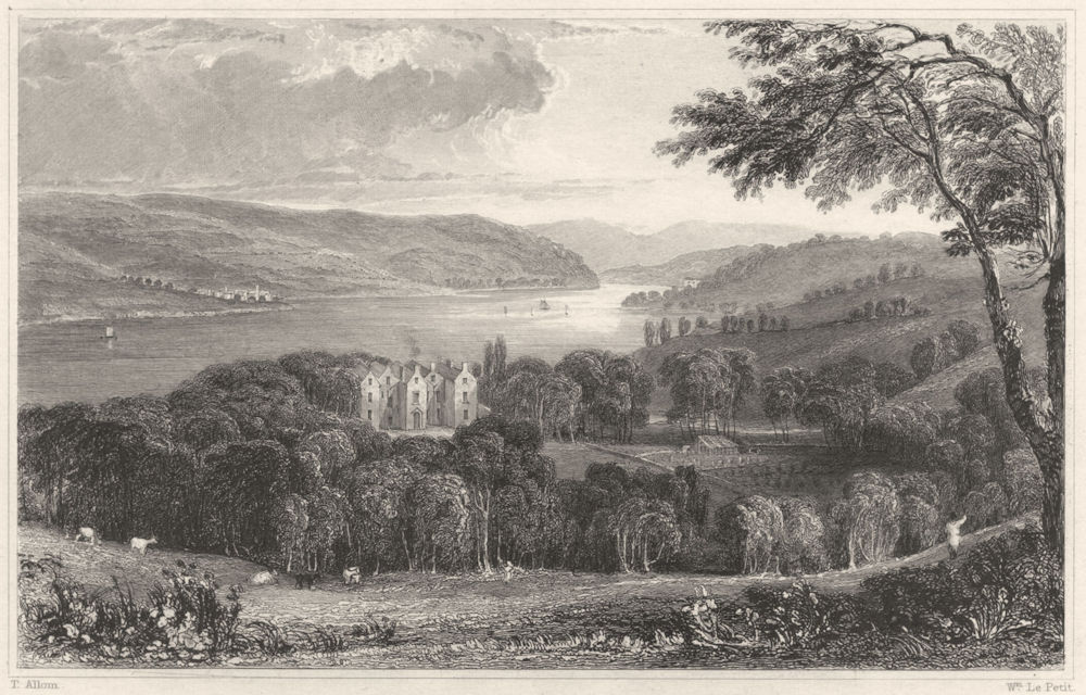 DEVON. Warlegh House (The seat of Walter Radcliffe) 1829 old antique print