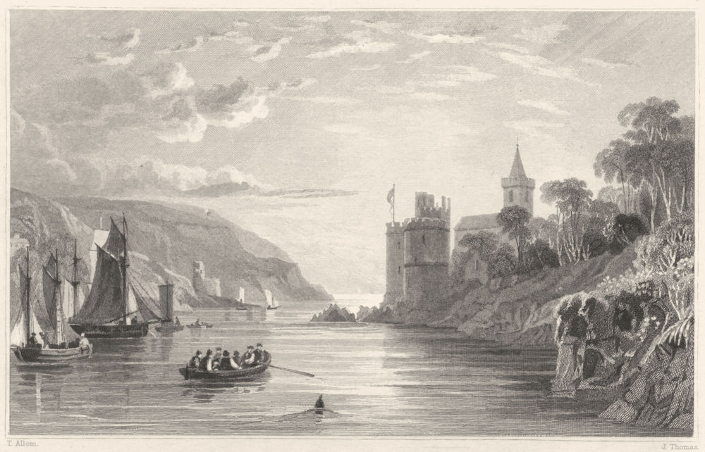 DEVON. Dartmouth Castle and Harbour 1829 old antique vintage print picture