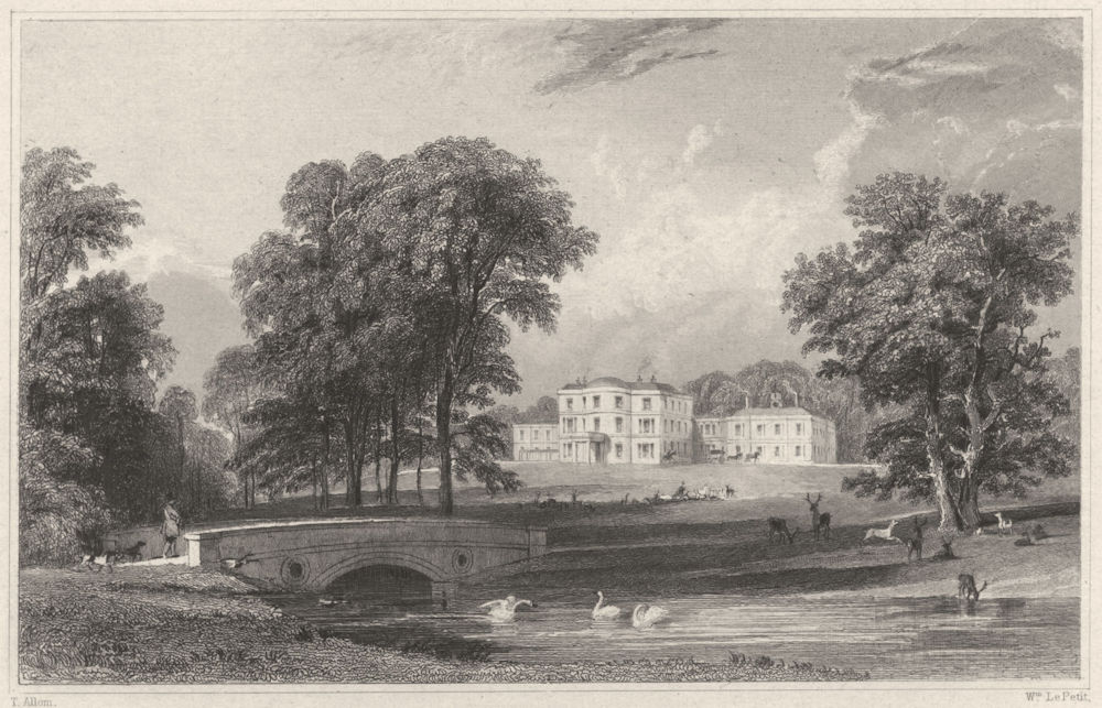 DEVON. Bicton House (The seat of John Rolle, Baron Rolle) 1829 old print