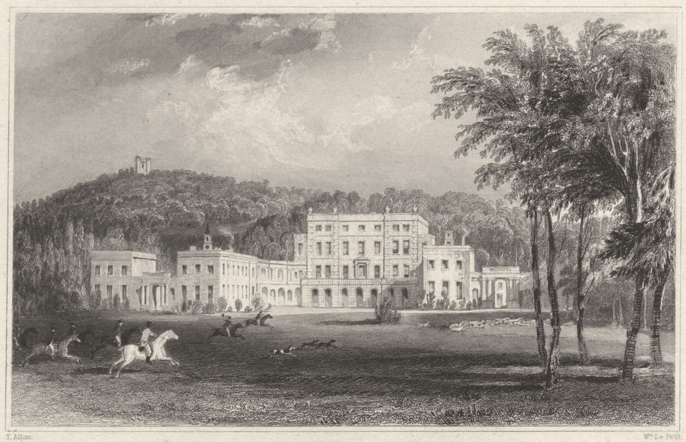 DEVON. Haldon House (The seat of Sir Lawrence Palk) 1829 old antique print