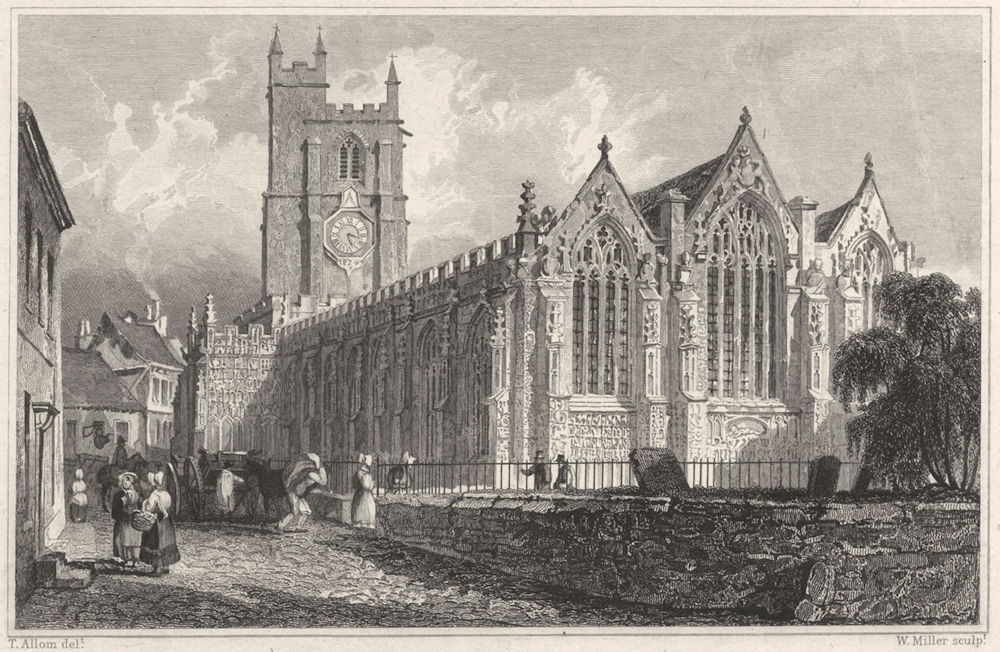 CORNWALL. Launceston Church 1831 old antique vintage print picture