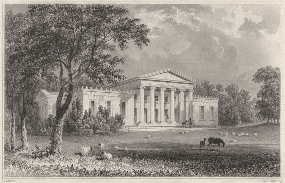 CORNWALL. Trelissick-House (The residence of Thomas Daniels Esq) 1831 print