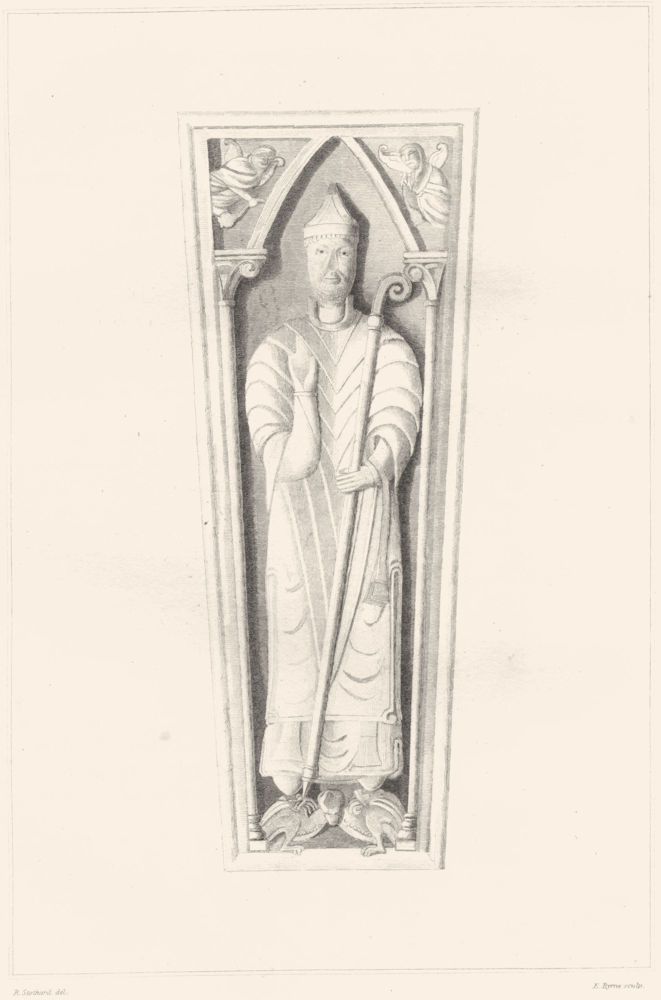 DEVON. Monument of a Bishop at Exeter 1822 old antique vintage print picture