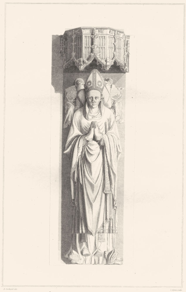 STAFFORD EXETER. Monumental Effigies Bishop 1822 old antique print picture
