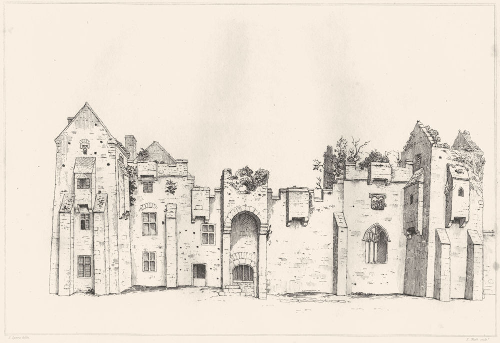 DEVON. Compton Castle 1822 old antique vintage print picture