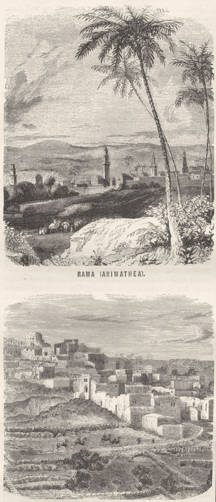 ISRAEL. Jerusalem. Rama(Arimathea); Kirjathjearim 1870 old antique print