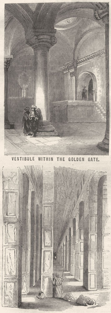 JERUSALEM. Vestibule Golden Gate; Solomon's Temple 1870 antique print