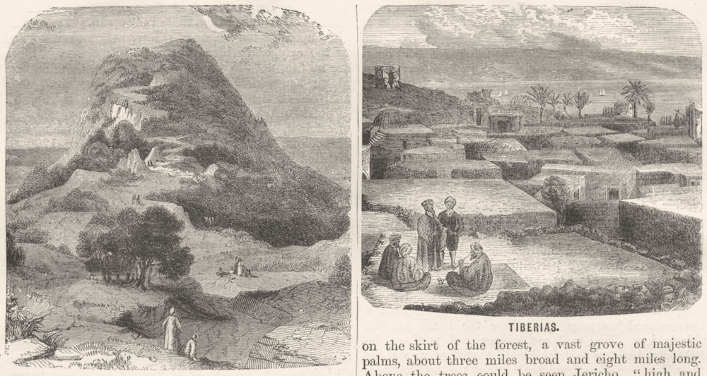 ISRAEL. Jerusalem. Mount Tabor; Tiberias 1870 old antique print picture