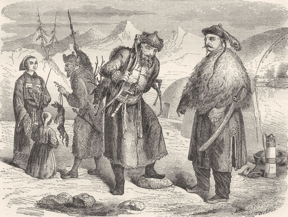 CHINA. Amoor. Mantchurians Tungusians Trans-Baikal 1870 old antique print