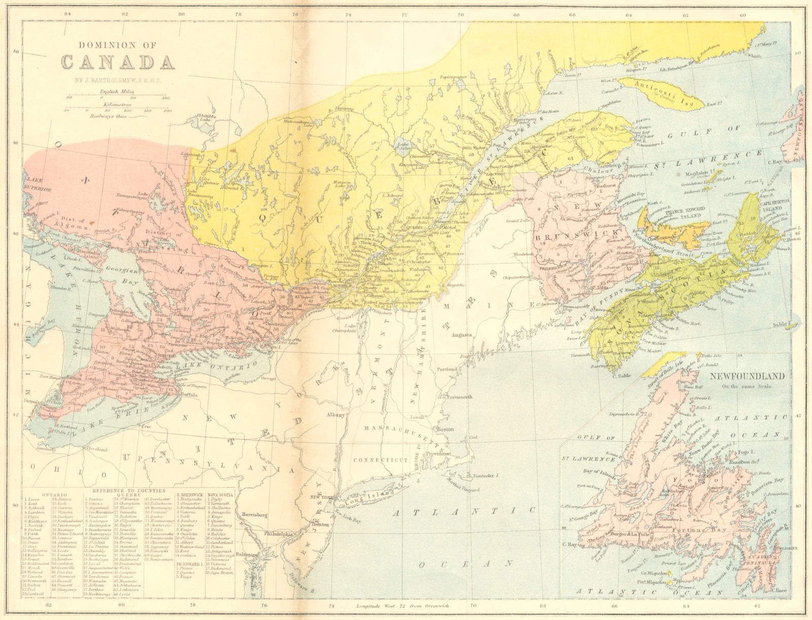 CANADA. Dominion of 1870 old antique vintage map plan chart