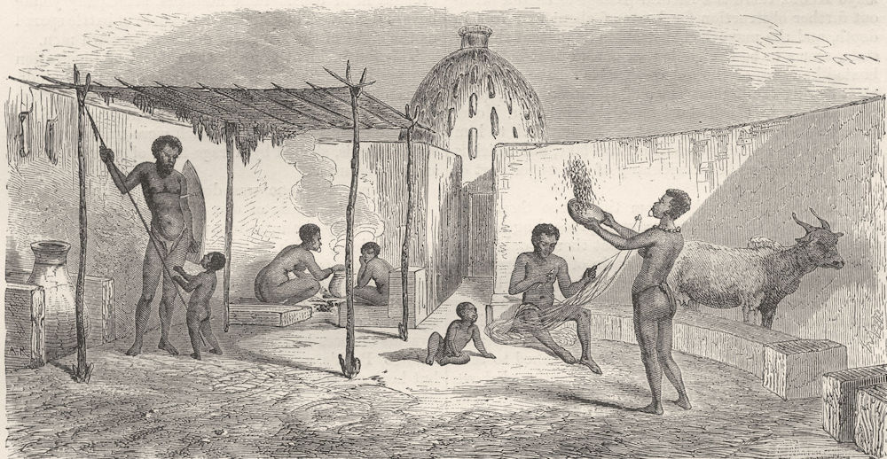 CAMEROON. Musgu House 1870 old antique vintage print picture