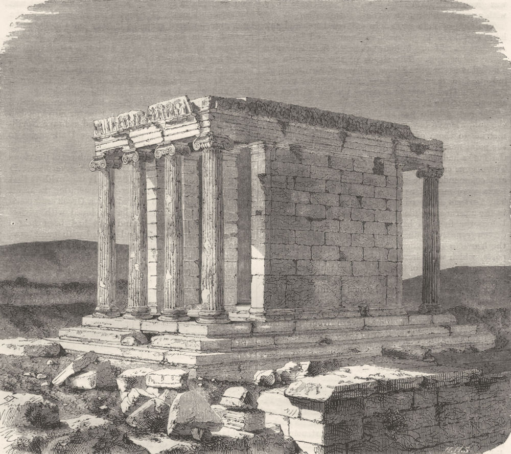 GREECE. Athens. Temple of Wingless Victory 1871 old antique print picture