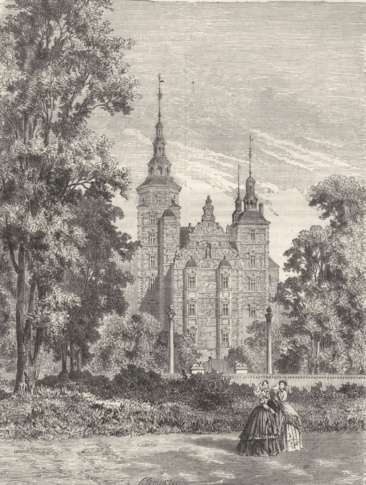 DENMARK. Chateau of Rosenborg 1871 old antique vintage print picture