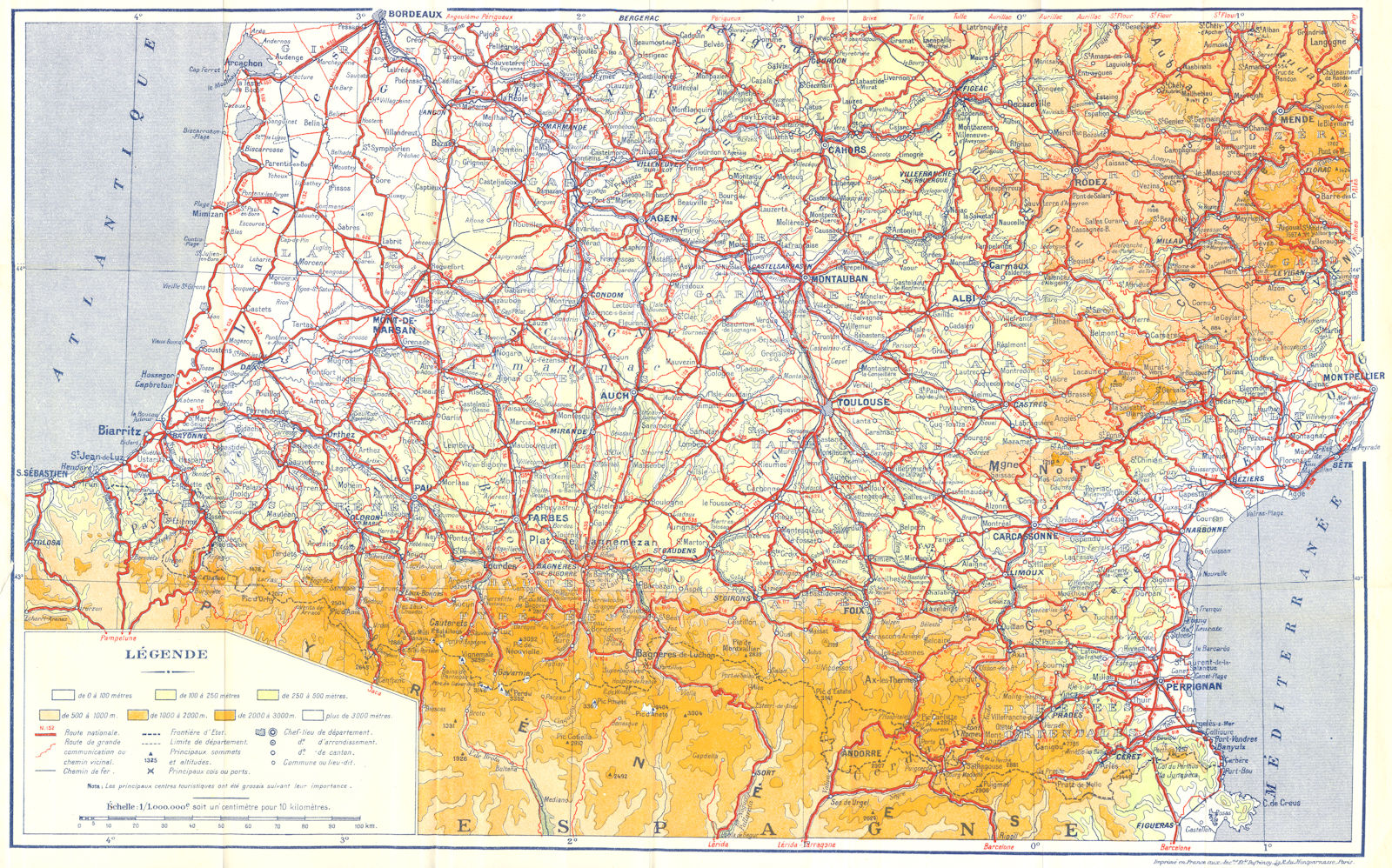 FRANCE. Legende 1951 old vintage map plan chart