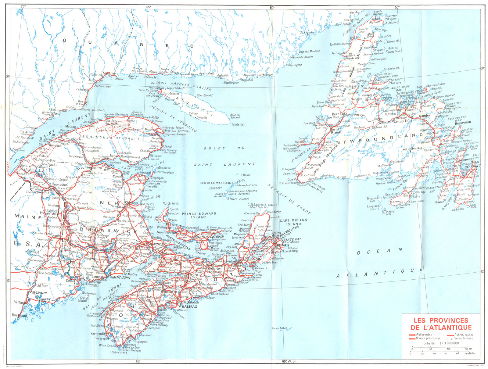 CANADA. Cotes Terre-Neuve. Provinces Atlantique 1967 old map chart