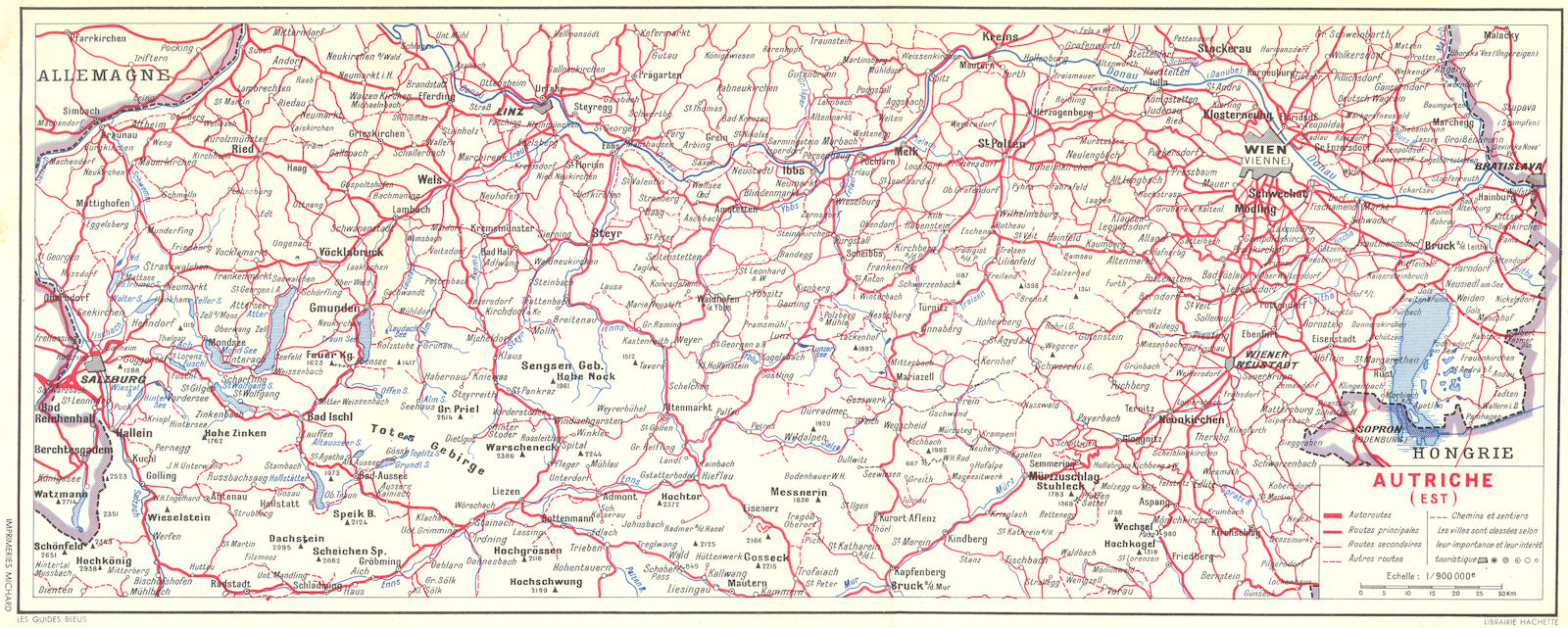AUSTRIA. Autriche(Est) 1954 old vintage map plan chart