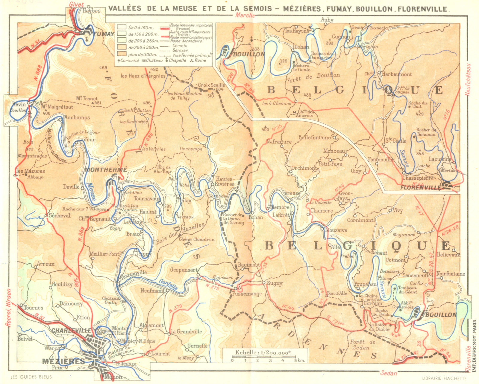 MEUSE. Mezieres, Fumay, Bouillon, Florenville 1953 old vintage map plan chart