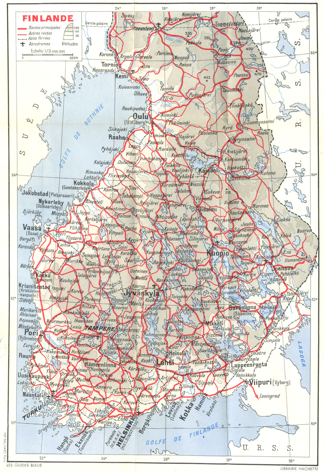 FINLAND. Finlande 1955 old vintage map plan chart