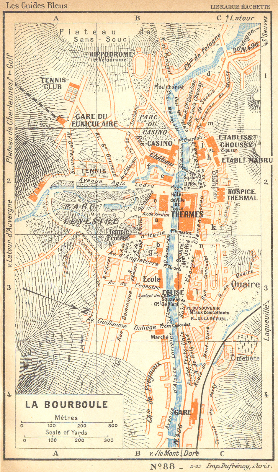 PUY-DE-DÔME. Bourboule 1935 old vintage map plan chart