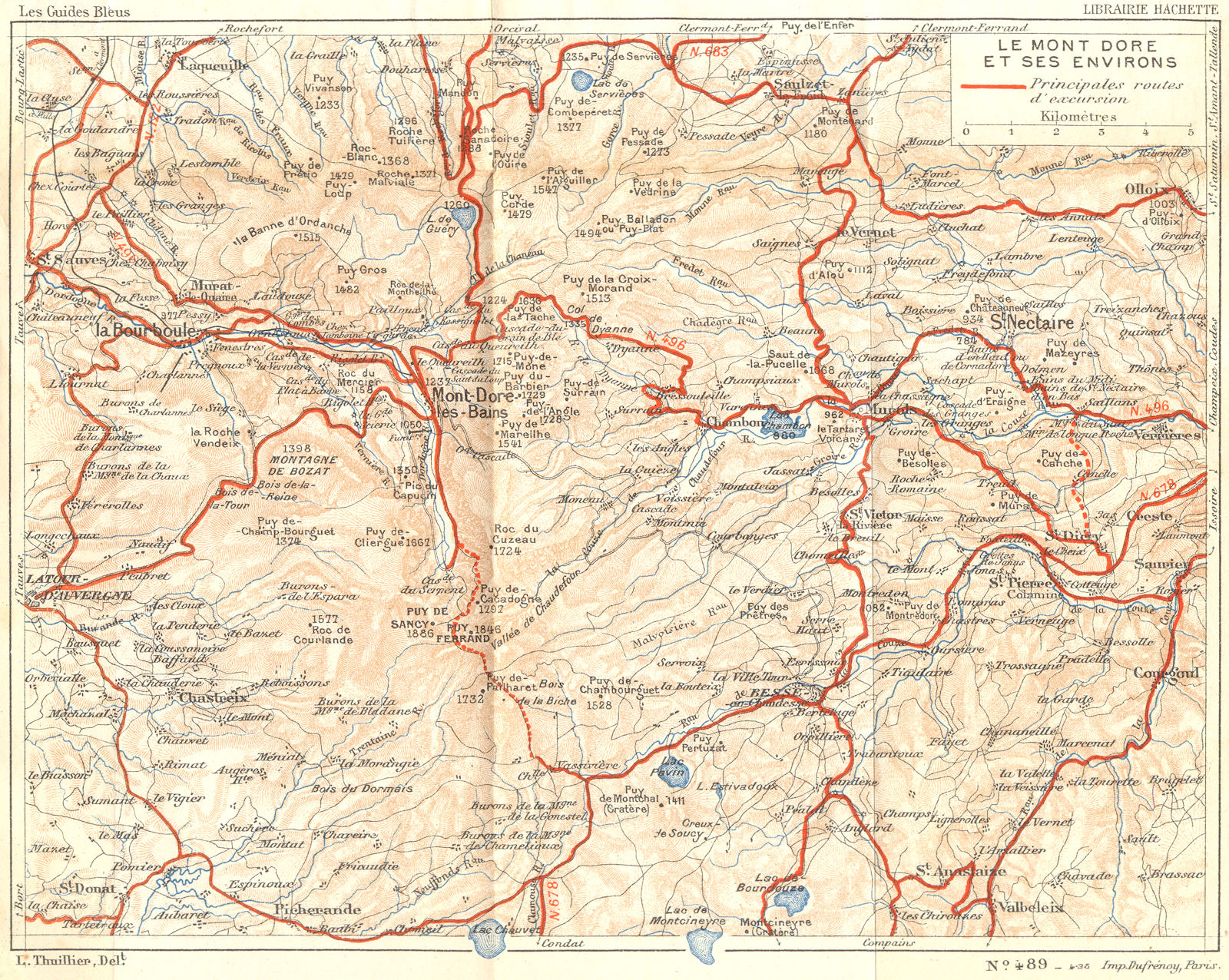 Associate Product PUY-DE-DÔME. Mont Dore 1935 old vintage map plan chart