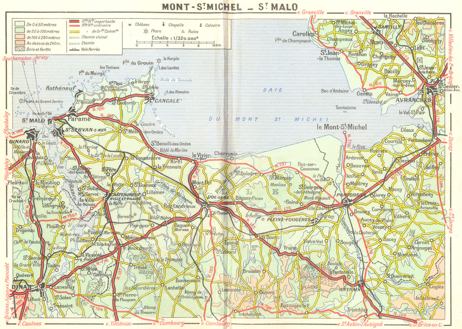 Associate Product ILLE-VILAINE. Mont-St Michael-Malo 1948 old vintage map plan chart