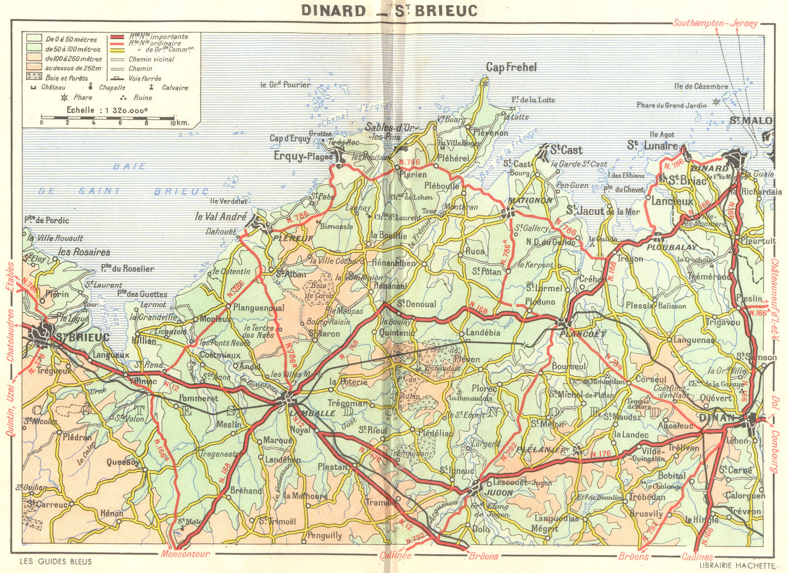 ILLE-VILAINE. De Dinard a St-Brieuc 1948 old vintage map plan chart