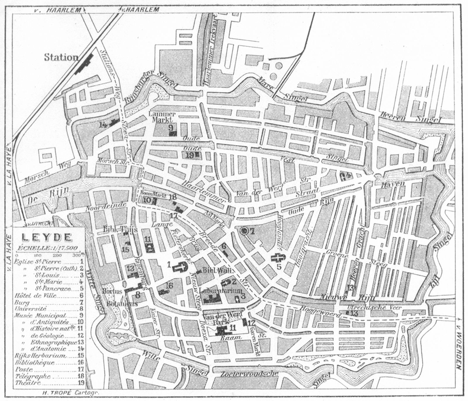 NETHERLANDS. Leyde Leyden 1909 old antique vintage map plan chart