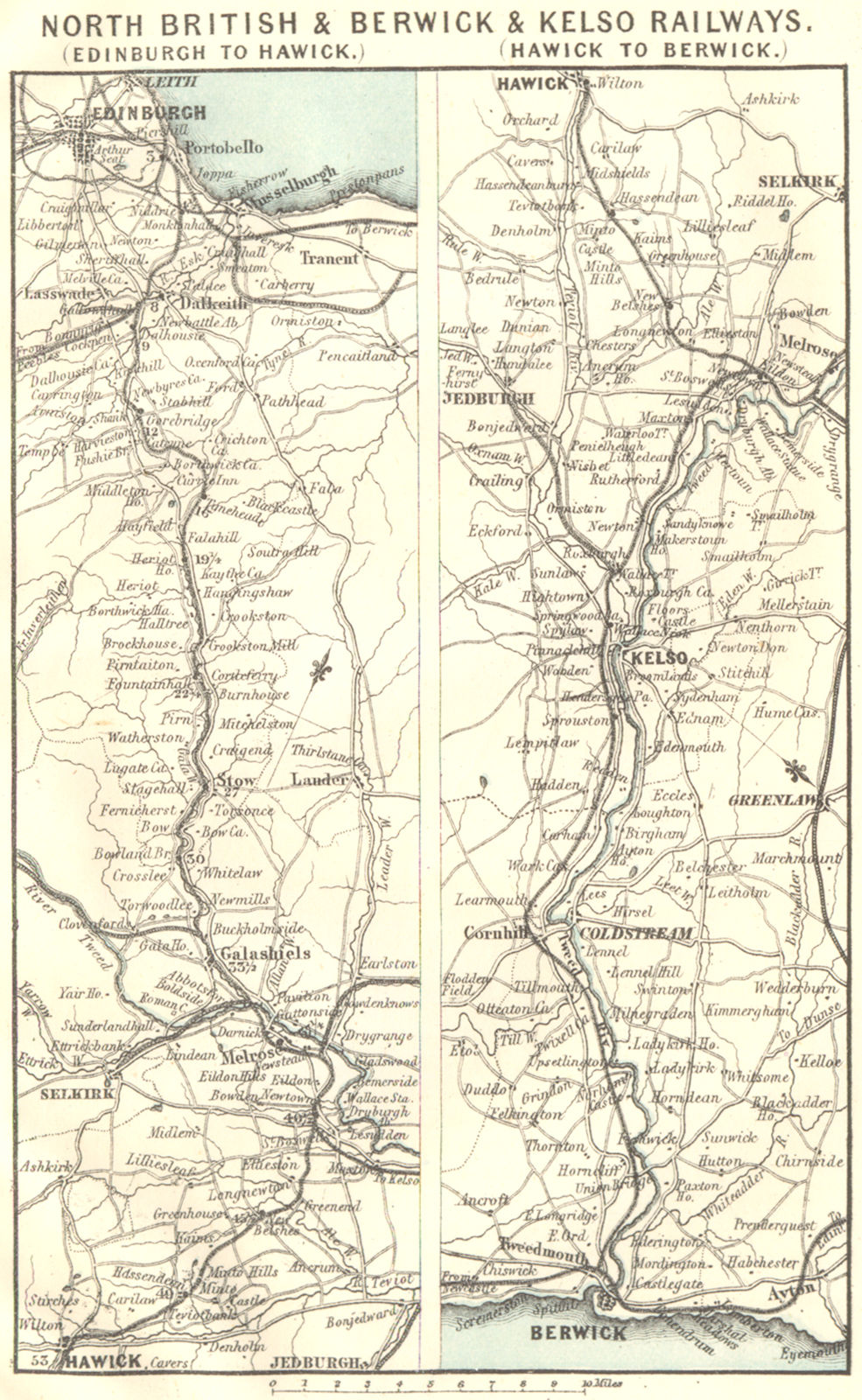 SCOTLAND. Kelso Edinburgh Hawick Berwick 1887 old antique map plan chart