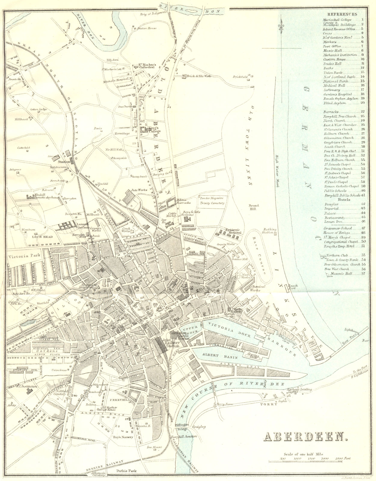 SCOTLAND. Aberdeen town city plan 1887 old antique vintage map chart