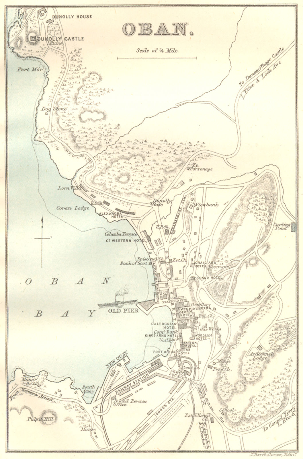 SCOTLAND. Oban town plan & bay 1887 old antique vintage map chart