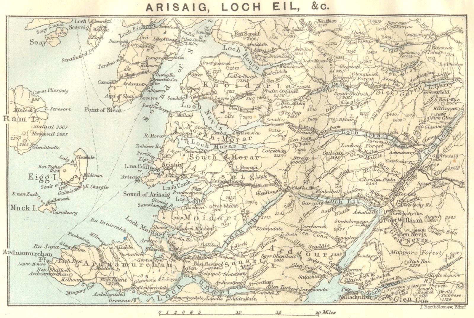 SCOTLAND. Arisaig, Loch Eil 1887 old antique vintage map plan chart