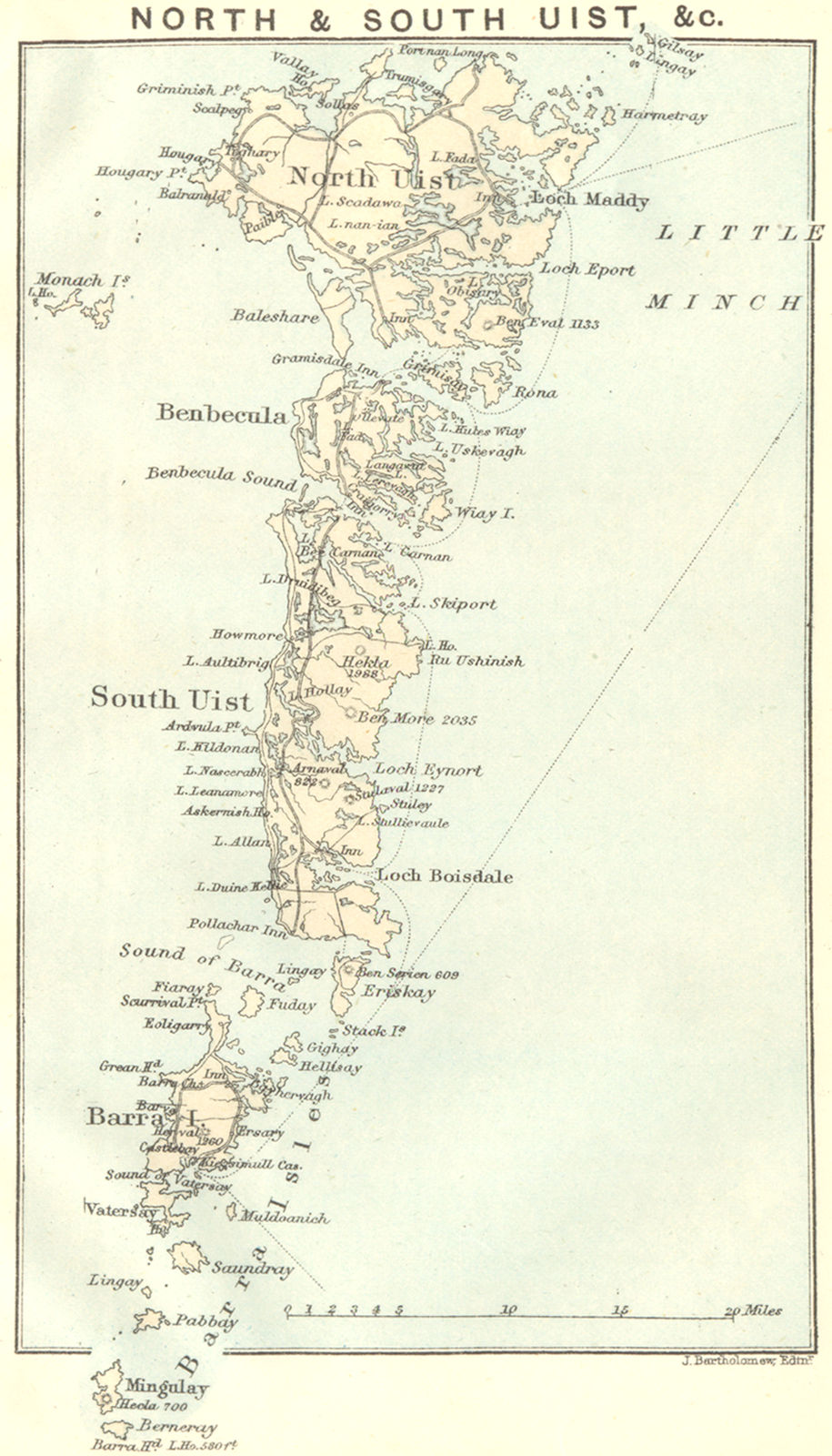SCOTLAND. North & South Uist. Barra 1887 old antique vintage map plan chart