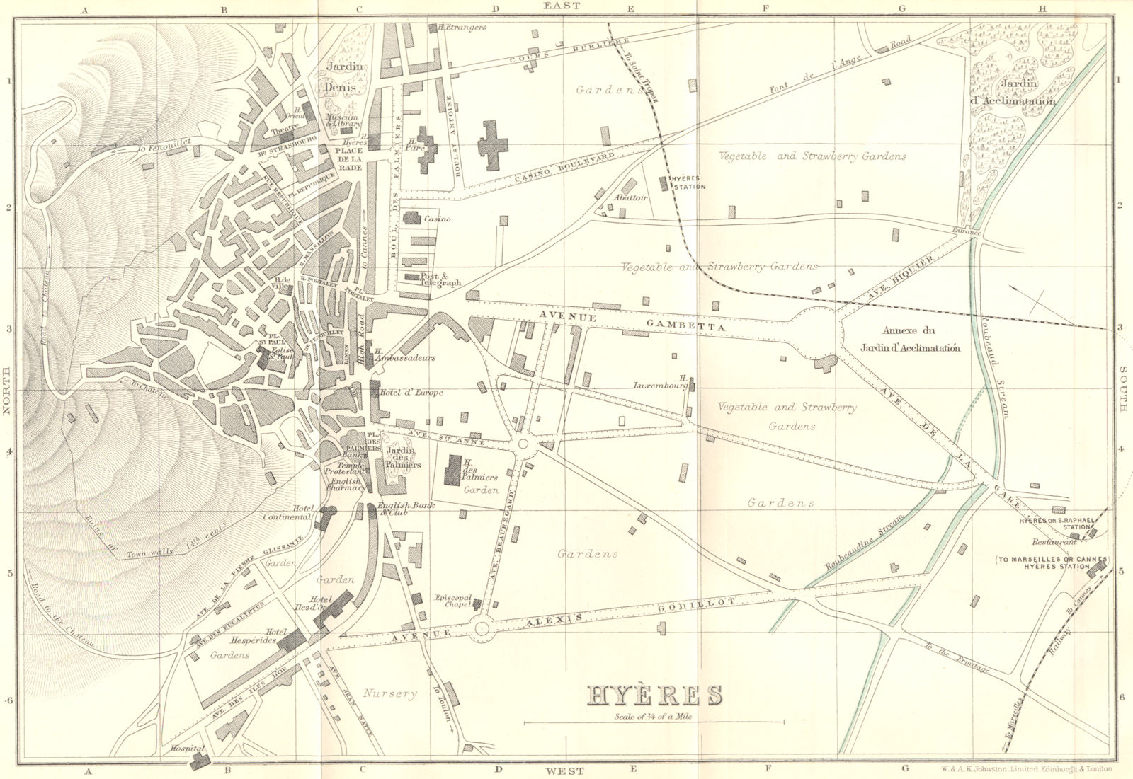VAR. Hyères 1913 old antique vintage map plan chart