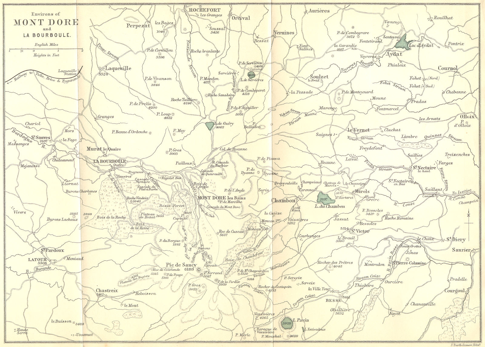 PUY-DE-DÔME. Area of Mont Dore & Bourboule 1899 old antique map plan chart